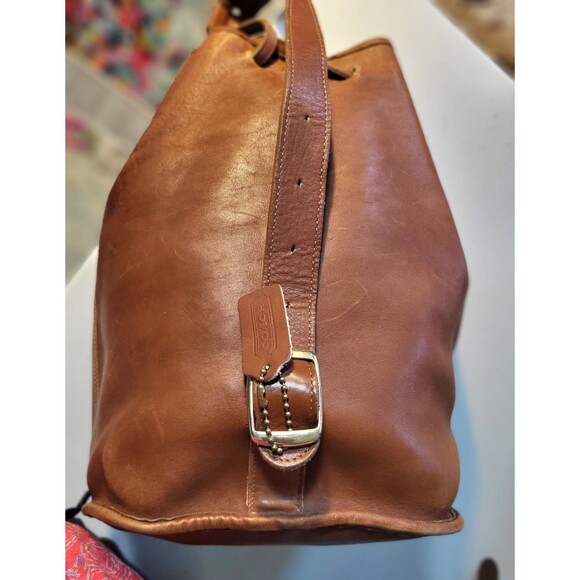 Vintage COACH The Sling Bixby Drawstring Bucket Leather Bucket Hobo British Tan - Picture 6 of 16